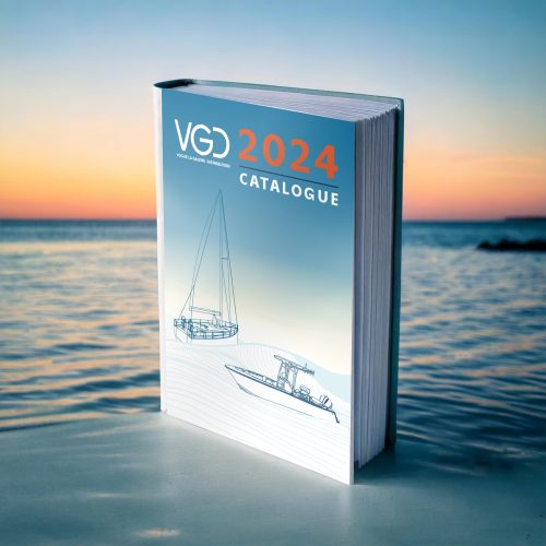 Firefly mockup catalogue, en arrière plan flou océan avec un bateau 53604